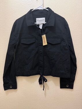 American Rag Black Cropped Drawstring Utility Jacket